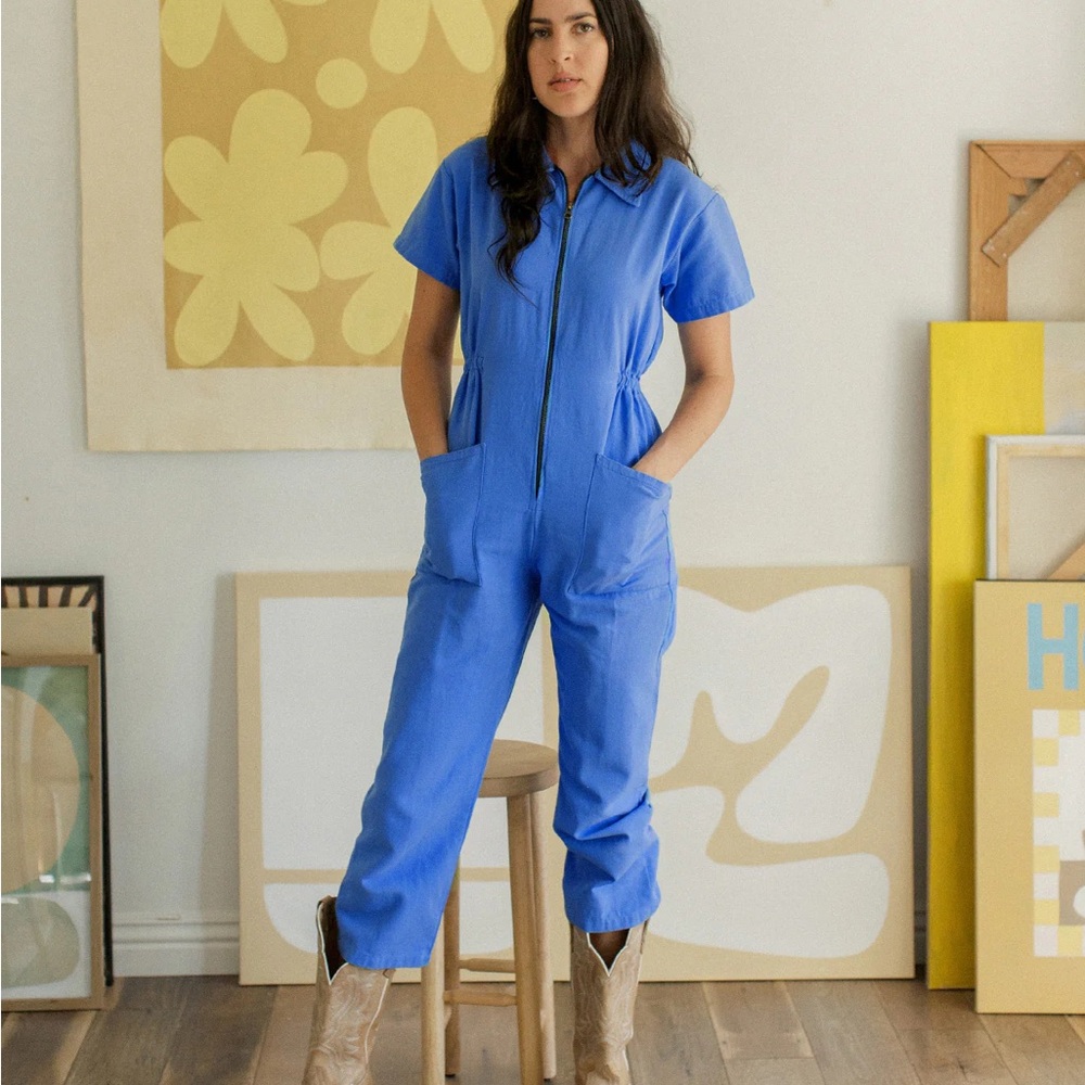 Noble Blue Utility Jumpsuit - Picture 2 of 16